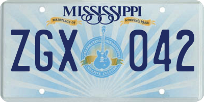 MS license plate ZGX042