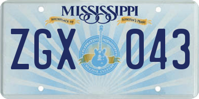 MS license plate ZGX043