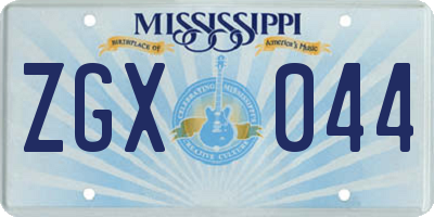 MS license plate ZGX044