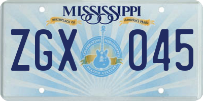 MS license plate ZGX045