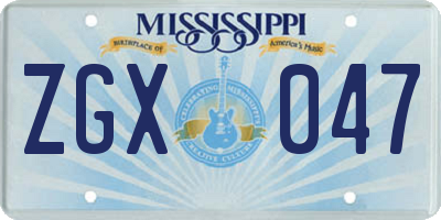 MS license plate ZGX047