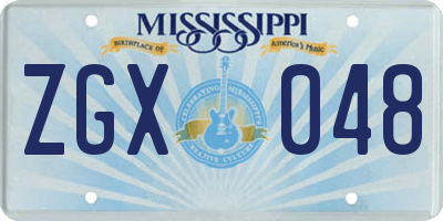 MS license plate ZGX048