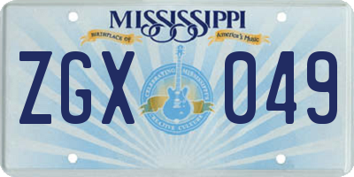 MS license plate ZGX049