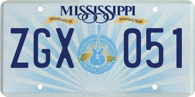 MS license plate ZGX051
