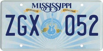 MS license plate ZGX052