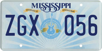 MS license plate ZGX056