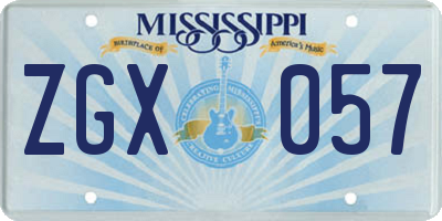 MS license plate ZGX057