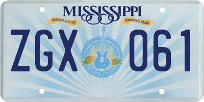 MS license plate ZGX061