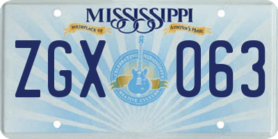 MS license plate ZGX063
