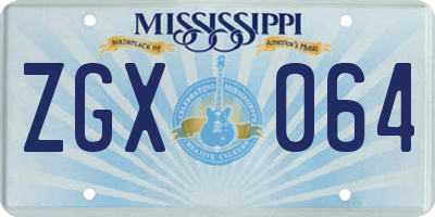 MS license plate ZGX064