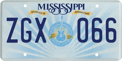 MS license plate ZGX066