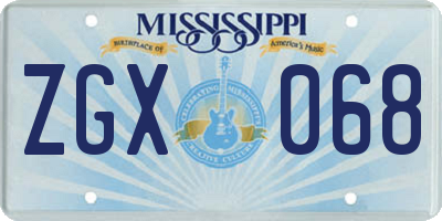 MS license plate ZGX068