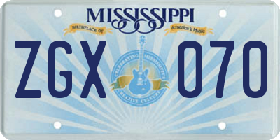 MS license plate ZGX070