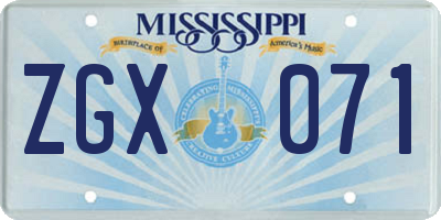 MS license plate ZGX071