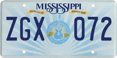 MS license plate ZGX072