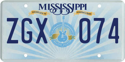 MS license plate ZGX074