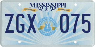 MS license plate ZGX075