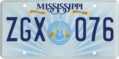 MS license plate ZGX076