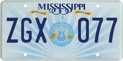 MS license plate ZGX077