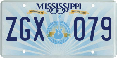 MS license plate ZGX079