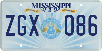MS license plate ZGX086