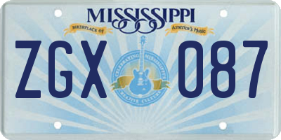 MS license plate ZGX087