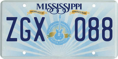 MS license plate ZGX088