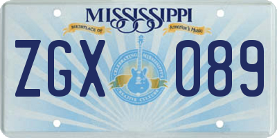 MS license plate ZGX089