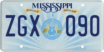 MS license plate ZGX090