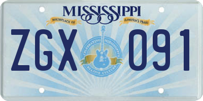 MS license plate ZGX091