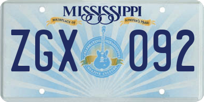 MS license plate ZGX092