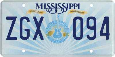 MS license plate ZGX094