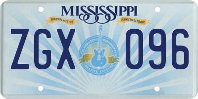 MS license plate ZGX096