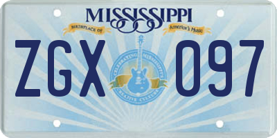 MS license plate ZGX097