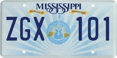 MS license plate ZGX101