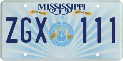 MS license plate ZGX111