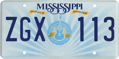 MS license plate ZGX113