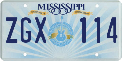 MS license plate ZGX114
