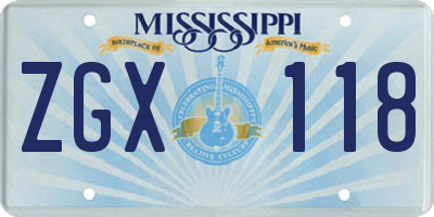 MS license plate ZGX118