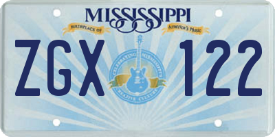 MS license plate ZGX122