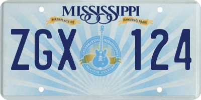 MS license plate ZGX124