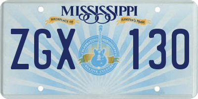 MS license plate ZGX130