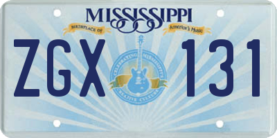 MS license plate ZGX131