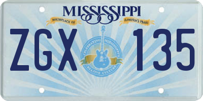 MS license plate ZGX135