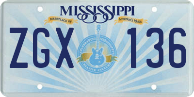 MS license plate ZGX136