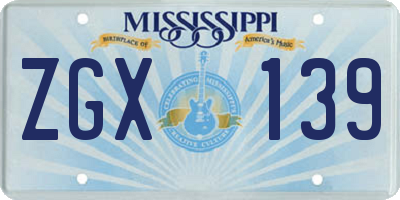 MS license plate ZGX139