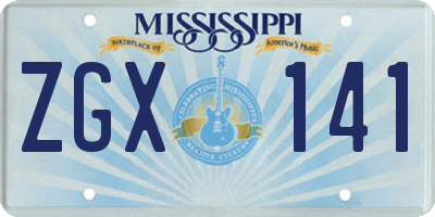 MS license plate ZGX141