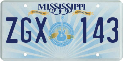 MS license plate ZGX143