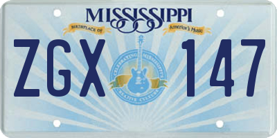 MS license plate ZGX147