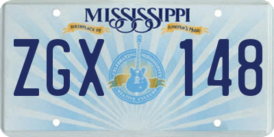 MS license plate ZGX148